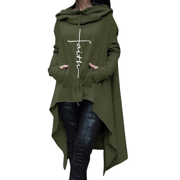 New Fashion faith print sweatshirt hoodies women kawaii print girls loose pattern crop and sweatshirts